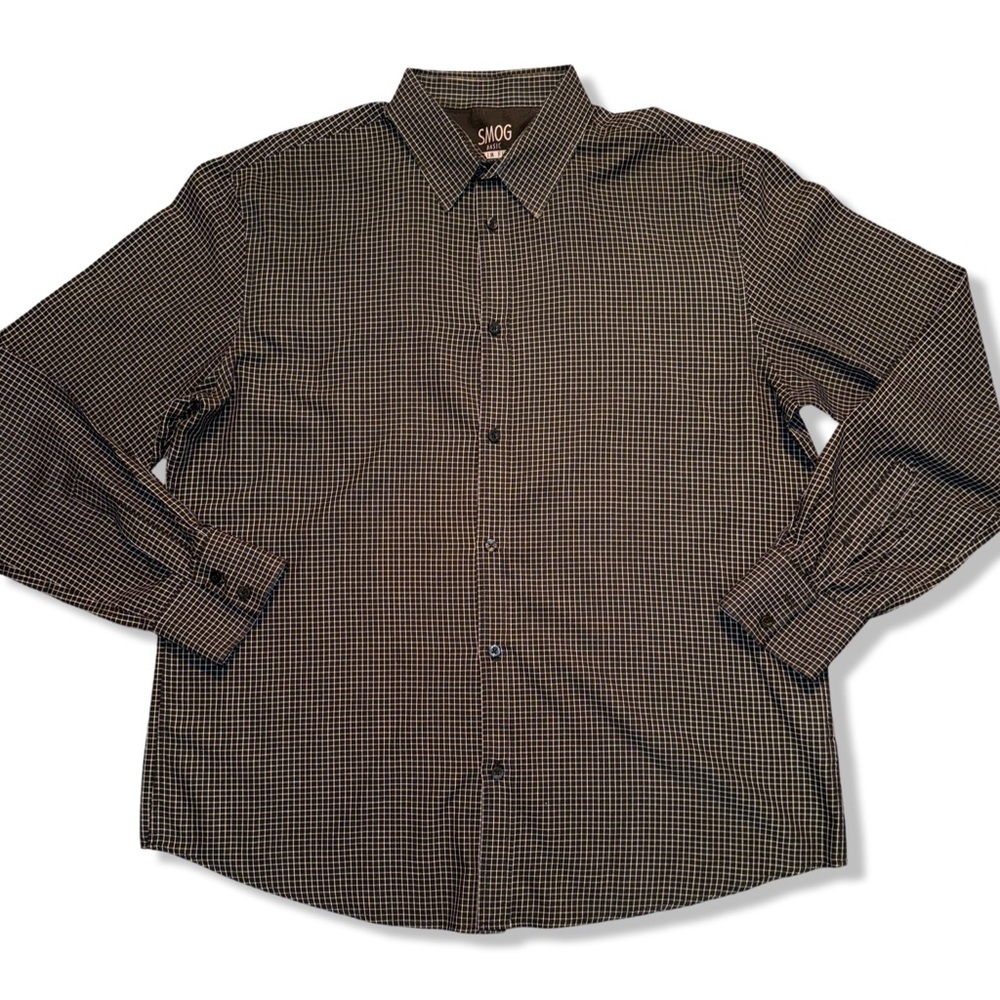 SMOG Basic Slim Fit Long Sleeve Button Down Shirt XXL Black & White Checkered